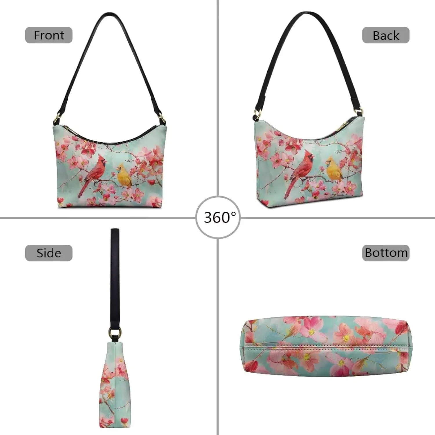 PU Leather Underarm Shoulder Bag Small Zipper Hobo Bags for Women Crescent Tote Bag for Date Travel Shopping