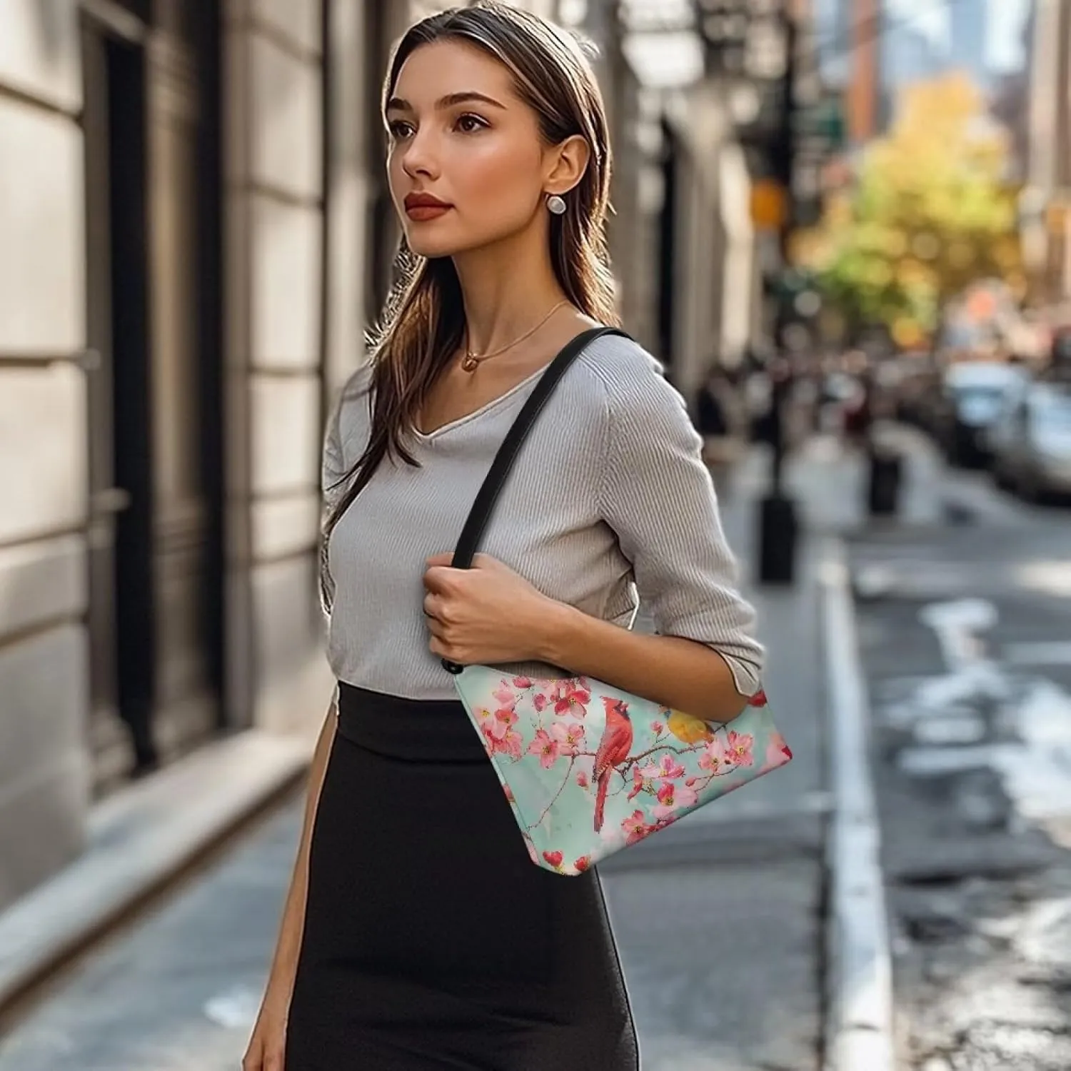 PU Leather Underarm Shoulder Bag Small Zipper Hobo Bags for Women Crescent Tote Bag for Date Travel Shopping