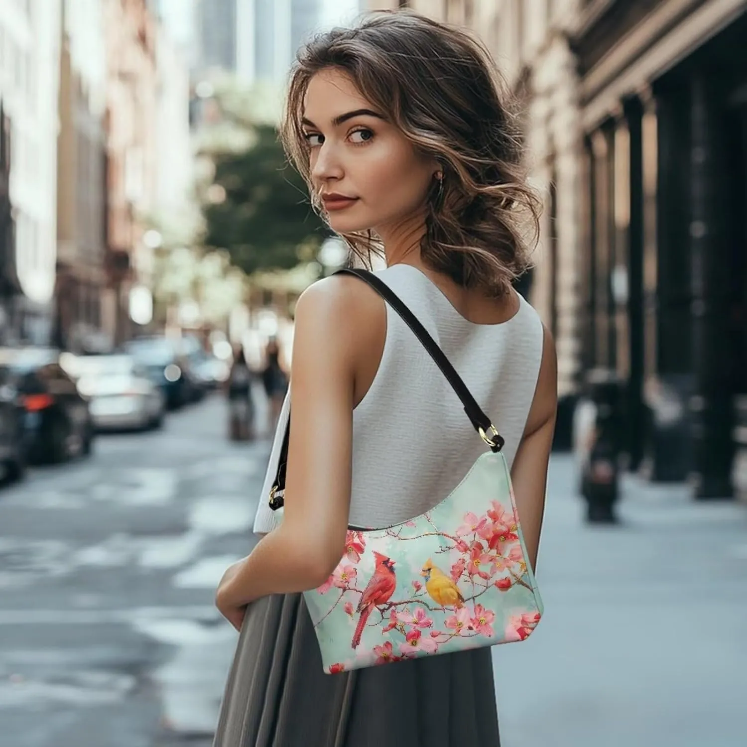 PU Leather Underarm Shoulder Bag Small Zipper Hobo Bags for Women Crescent Tote Bag for Date Travel Shopping