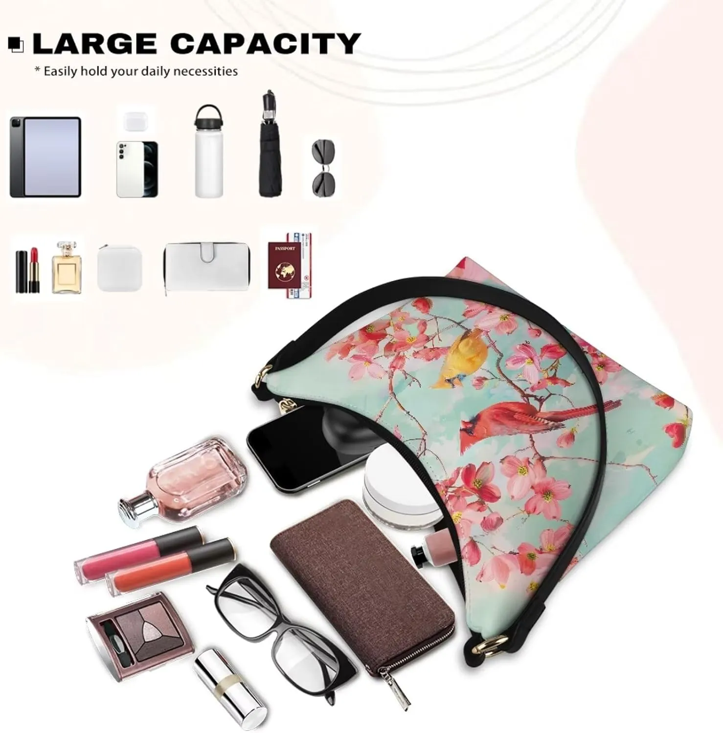 PU Leather Underarm Shoulder Bag Small Zipper Hobo Bags for Women Crescent Tote Bag for Date Travel Shopping