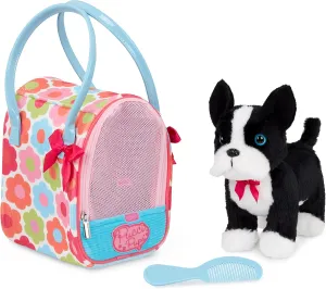 Pucci Pups – Toy Dog – Plush Puppy – Dog Carrier – Toy Boston Terrier – 3 Years   – Floral Print Glam Bag & Boston Terrier Pup