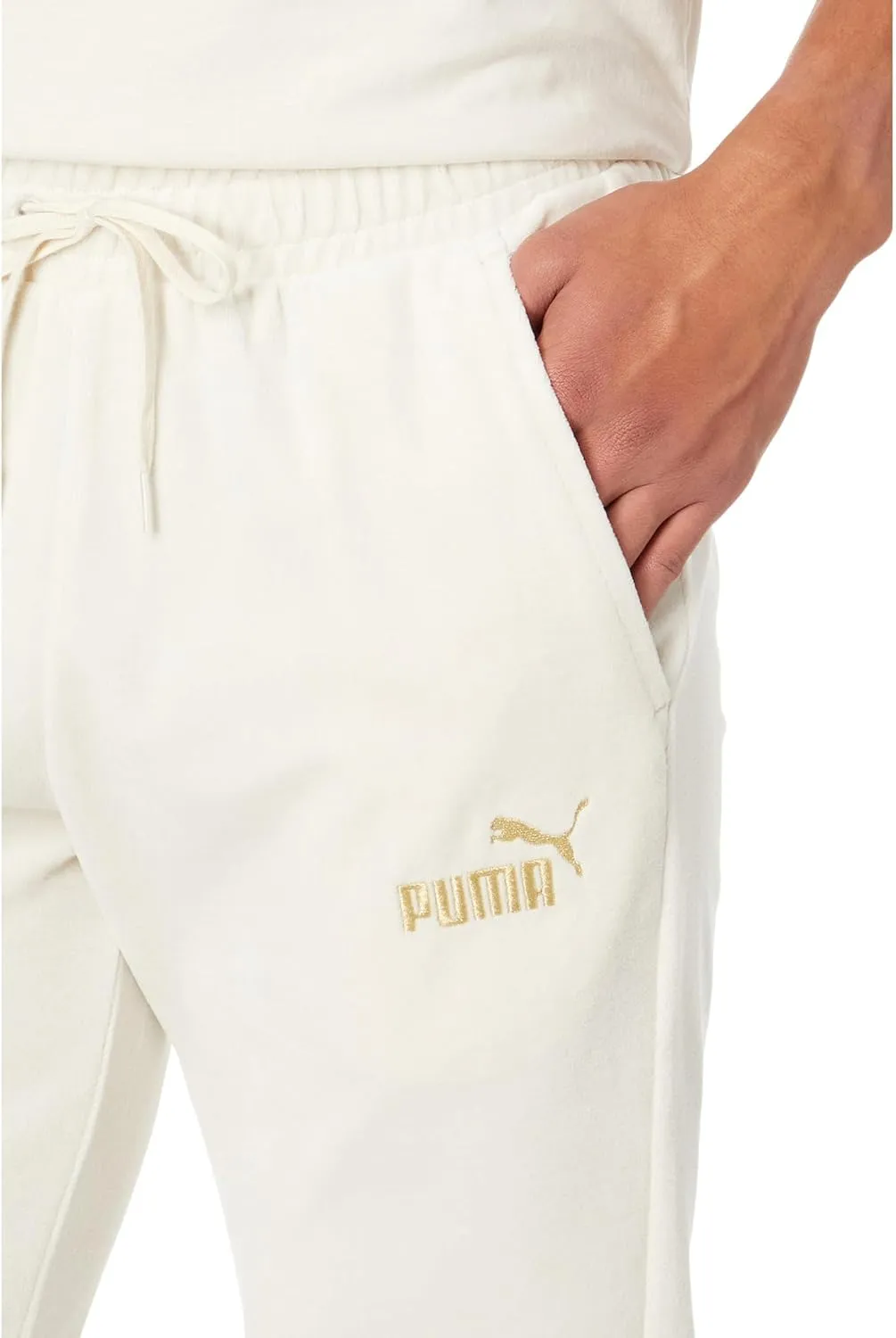 PUMA Men's Gold Trimmed Velour Track Pants