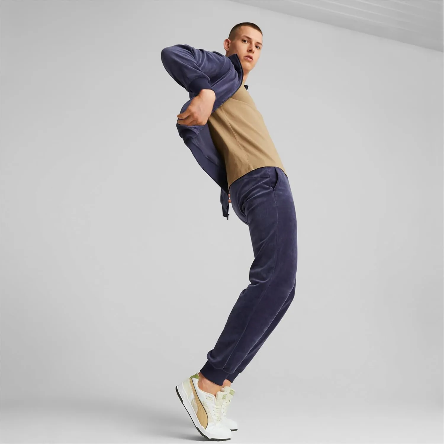 PUMA Men's Gold Trimmed Velour Track Pants