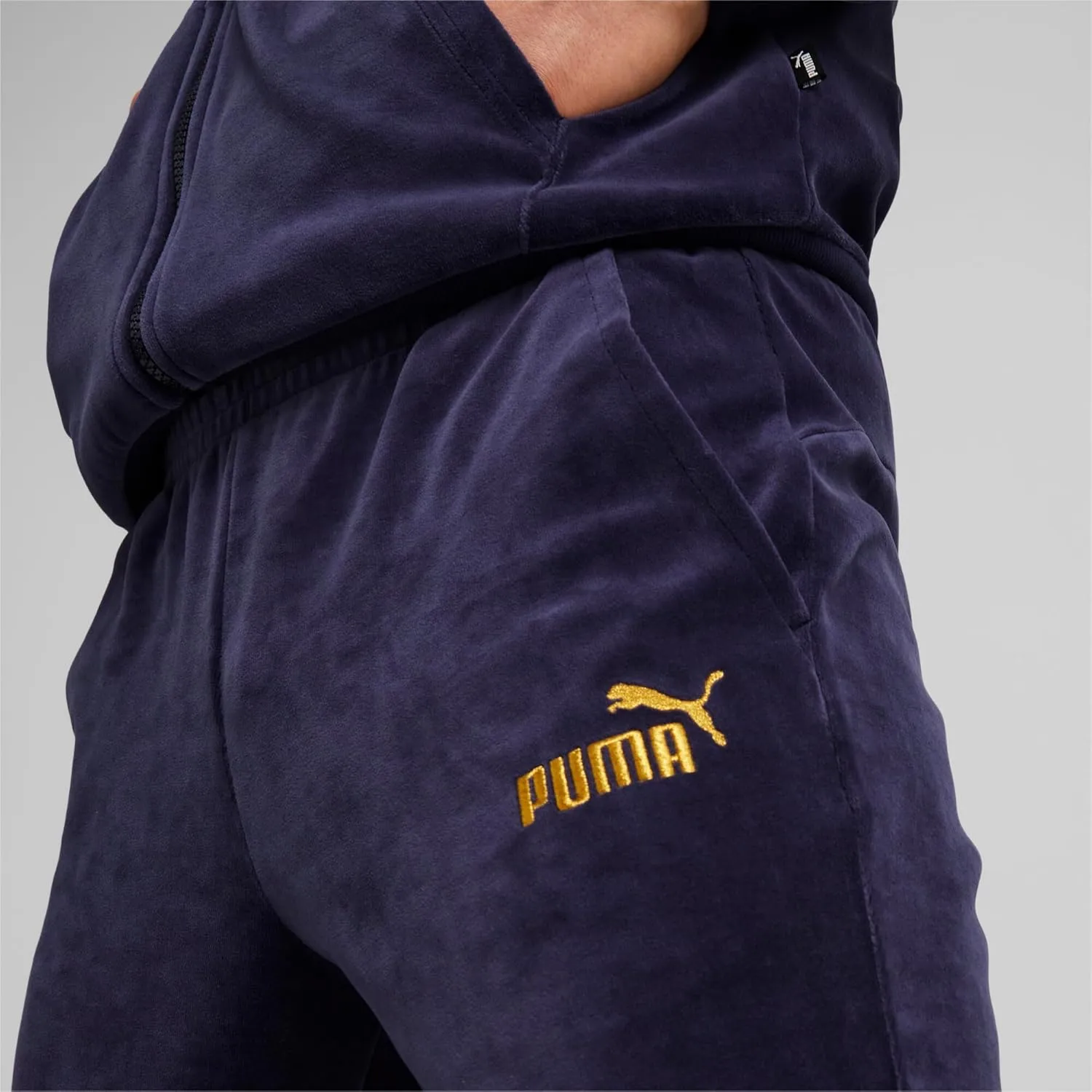 PUMA Men's Gold Trimmed Velour Track Pants