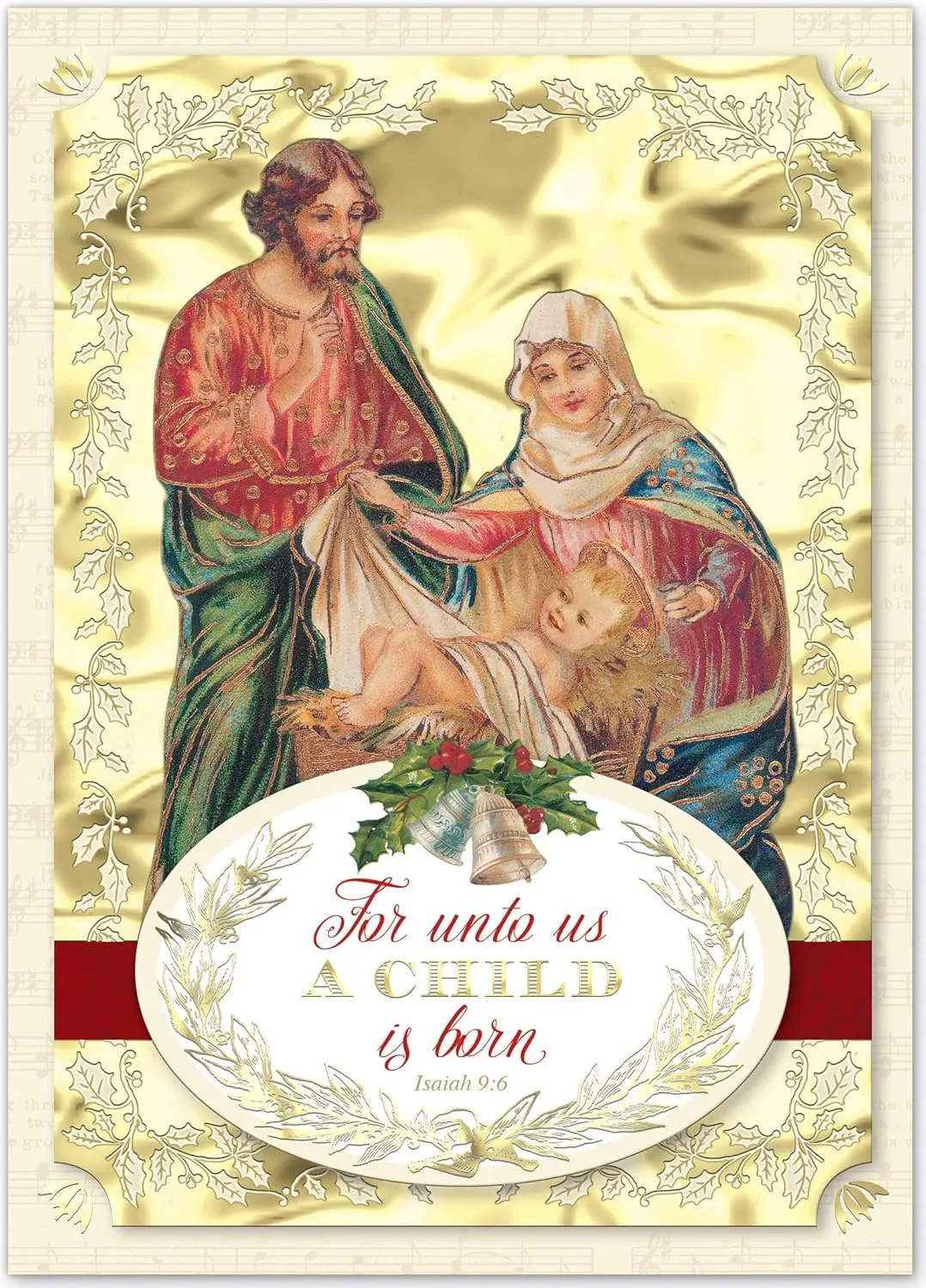 Punch Studio Holy Family Dimensional Holiday Boxed Cards Featuring 12 Embellished Cards and Envelopes (44695), multi