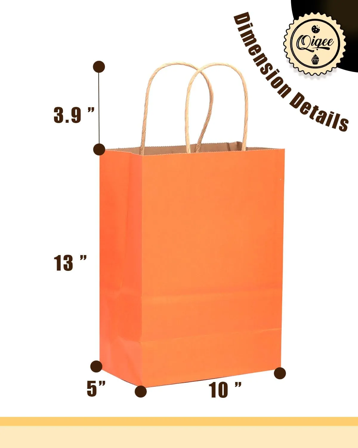qiqee Large Kraft Paper Bags with Handles Bulk 13"x10"x5" 60-Pack Gift Bags 16 Solid Colors (Large Size) for Wedding, Baby Shower & Birthday Party