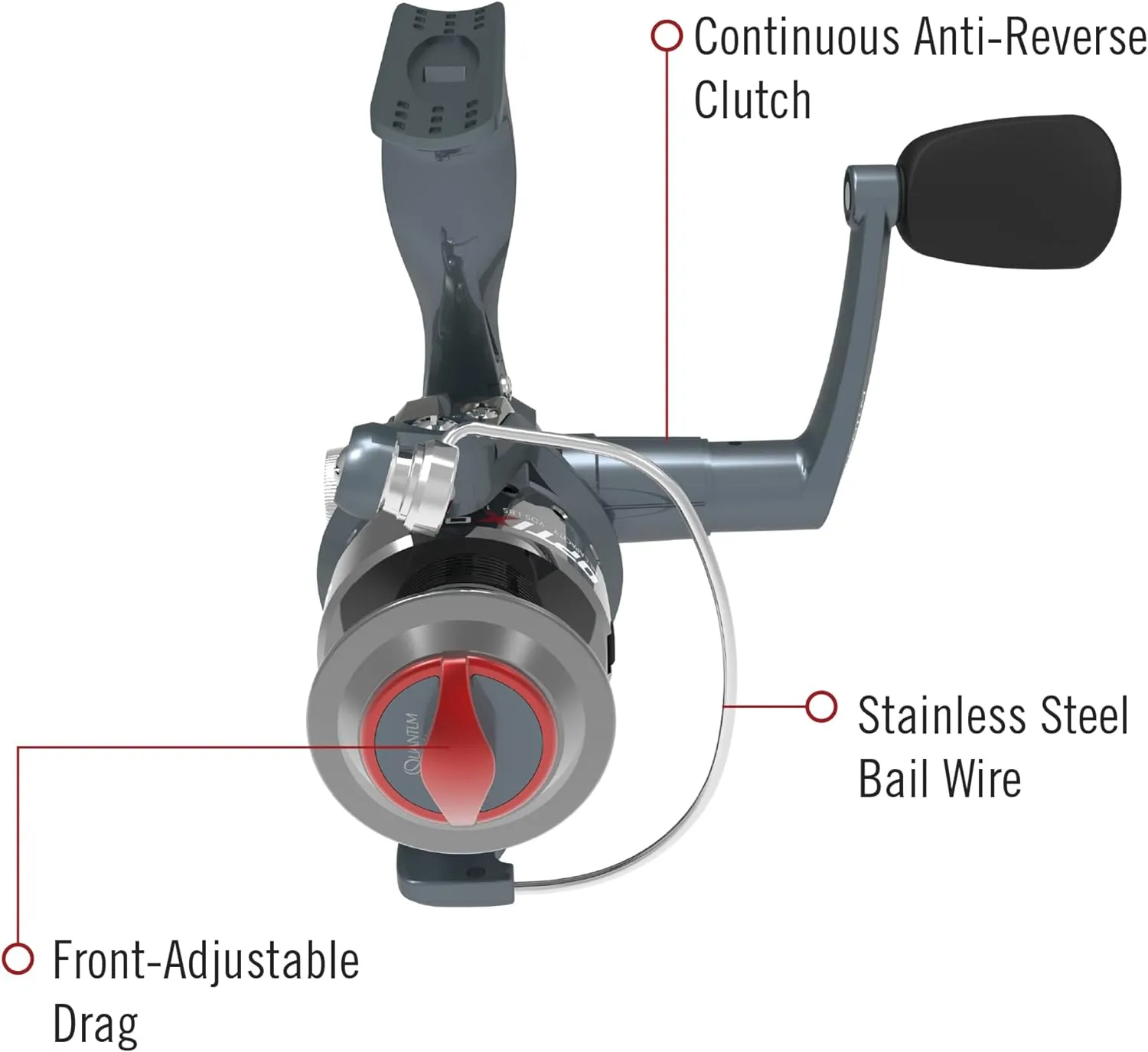 Quantum Optix Spinning Fishing Reel, 4 Bearings (3   Clutch), Anti-Reverse with Smooth, Precisely-Aligned Gears, Clam Packaging