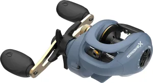 Quantum Smoke X Baitcast Fishing Reel, Size 100 Reel, One-Piece Aluminum X-Frame and Double Anodized Aluminum Spool, Blue