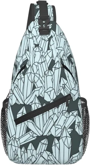 Quartz Crystals Pattern Sling Backpack Chest Bag Fashion Crossbody Shoulder Bags Casual Daypack For Men Women