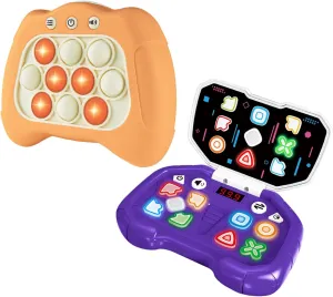 Quick Push Game & Handheld Dance Game, Light Up Push Bubble/Button Game Electronic Brain & Memory Games Stress Relief Sensory Pop Fidget Game Toys Birthday Toy for Kids 3-12