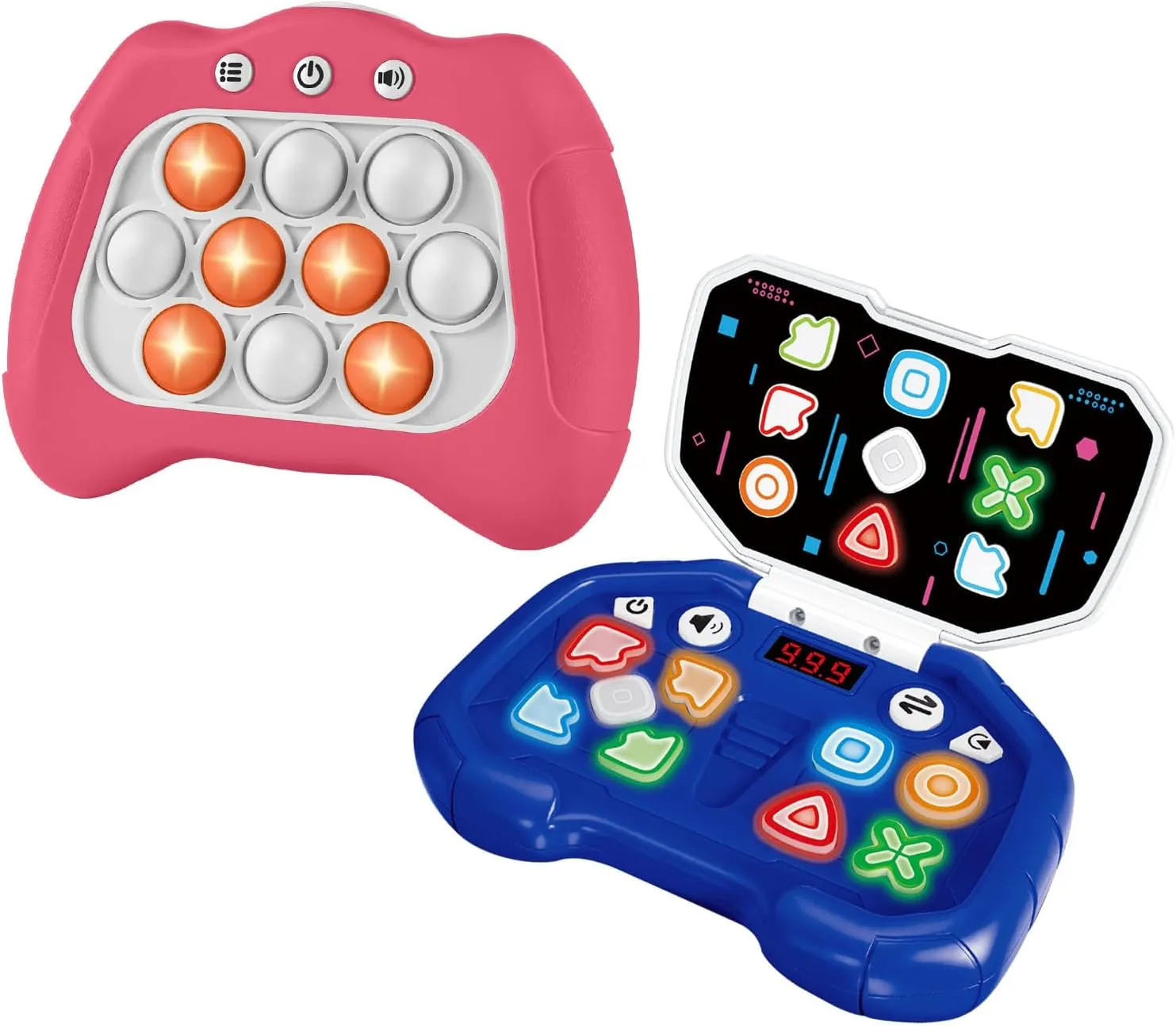 Quick Push Game & Handheld Dance Game, Light Up Push Bubble/Button Game Electronic Brain & Memory Games Stress Relief Sensory Pop Fidget Game Toys Birthday Toy for Kids 3-12