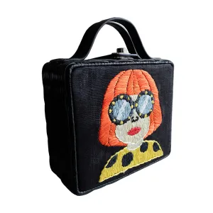 "YAYOI" Embroidered Square Rattan Bag