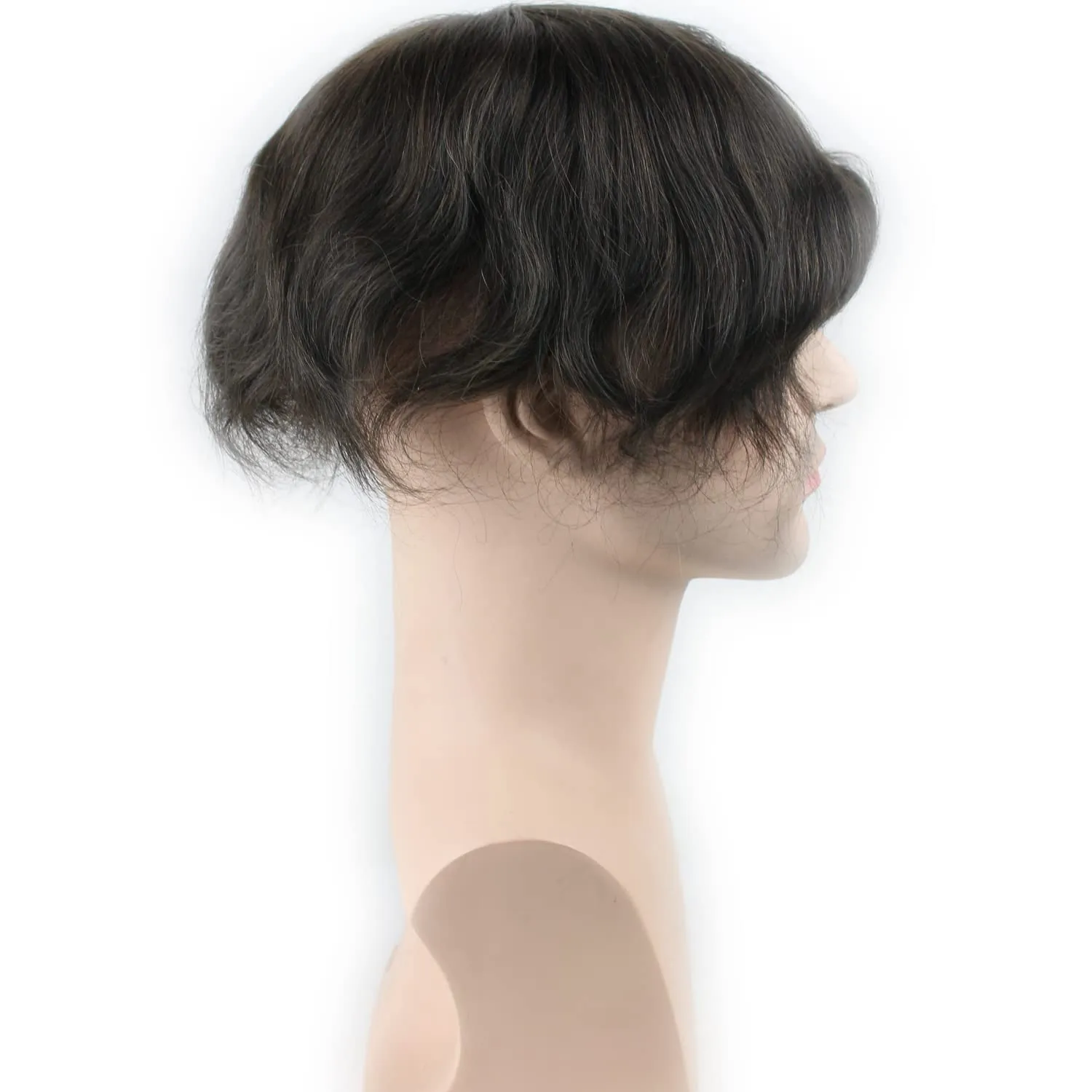 Real Human Hair French Lace with PU Thin Skin Stock Men's Toupee Hair Pieces #3 Color
