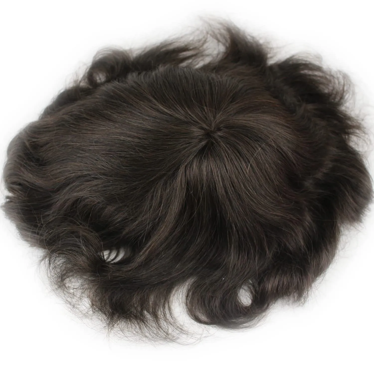 Real Human Hair French Lace with PU Thin Skin Stock Men's Toupee Hair Pieces #3 Color