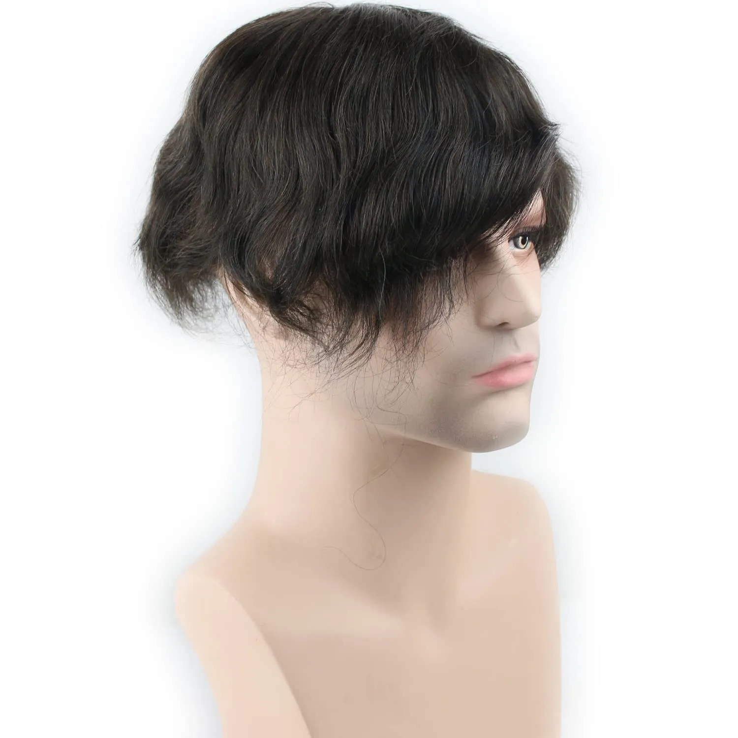 Real Human Hair French Lace with PU Thin Skin Stock Men's Toupee Hair Pieces #3 Color