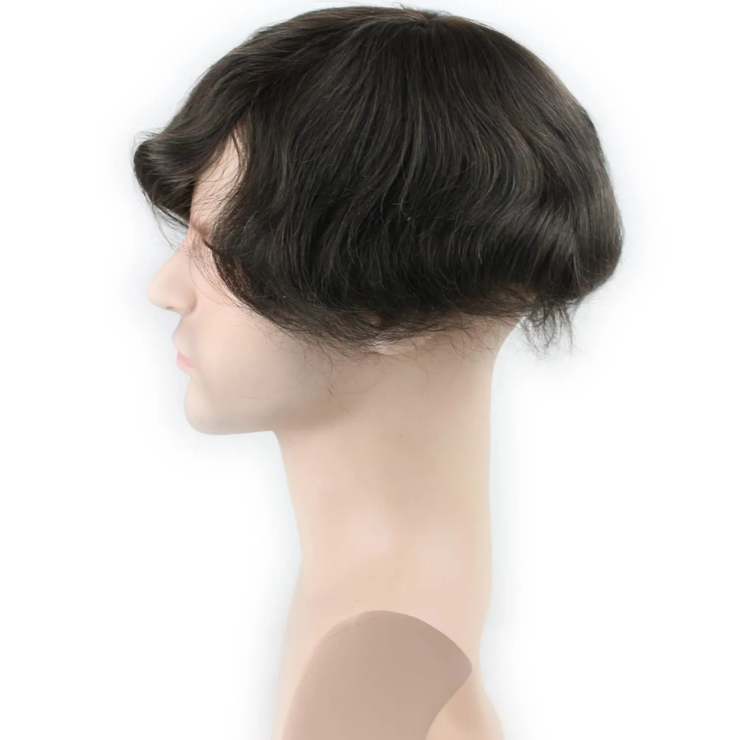 Real Human Hair French Lace with PU Thin Skin Stock Men's Toupee Hair Pieces #3 Color
