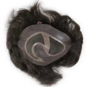 Real Human Hair French Lace with PU Thin Skin Stock Men's Toupee Hair Pieces #3 Color