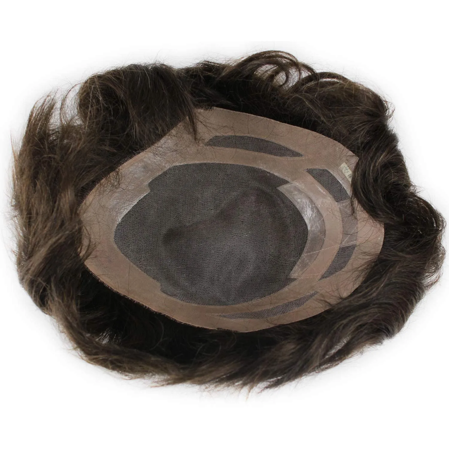 Real Human Hair French Lace with PU Thin Skin Stock Men's Toupee Hair Pieces #4 Color