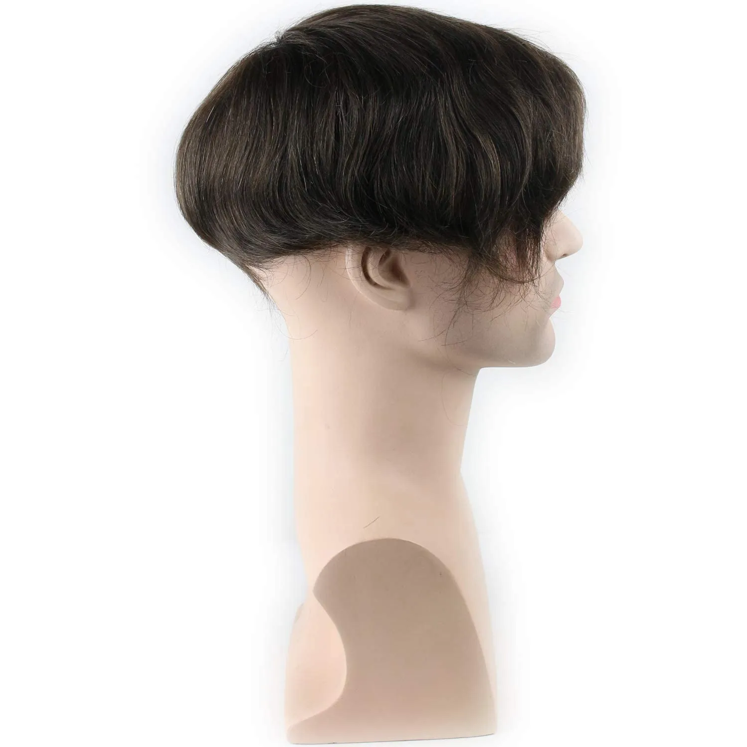 Real Human Hair French Lace with PU Thin Skin Stock Men's Toupee Hair Pieces #4 Color