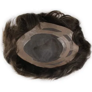 Real Human Hair French Lace with PU Thin Skin Stock Men's Toupee Hair Pieces #4 Color