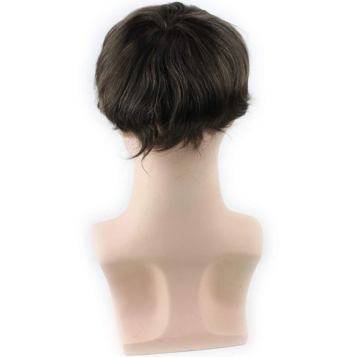 Real Human Hair French Lace with PU Thin Skin Stock Men's Toupee Hair Pieces #4 Color
