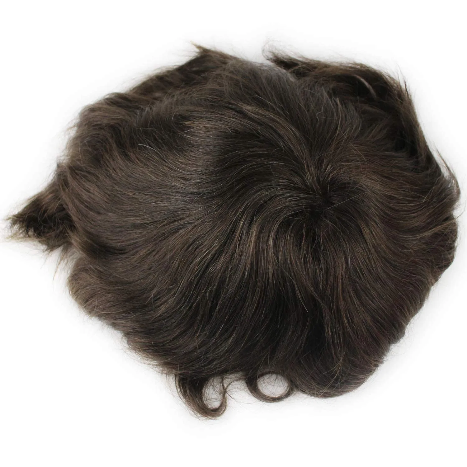Real Human Hair French Lace with PU Thin Skin Stock Men's Toupee Hair Pieces #4 Color