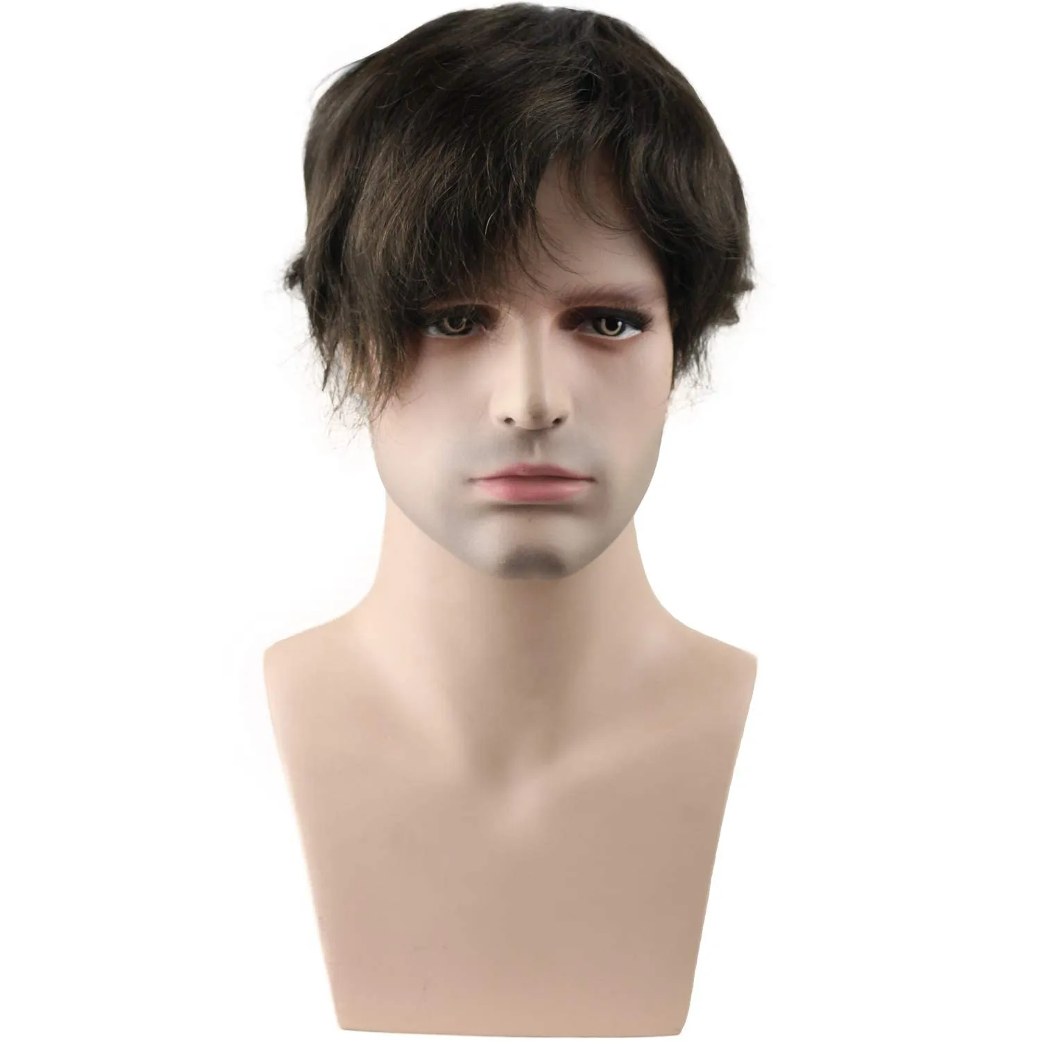 Real Human Hair French Lace with PU Thin Skin Stock Men's Toupee Hair Pieces #4 Color