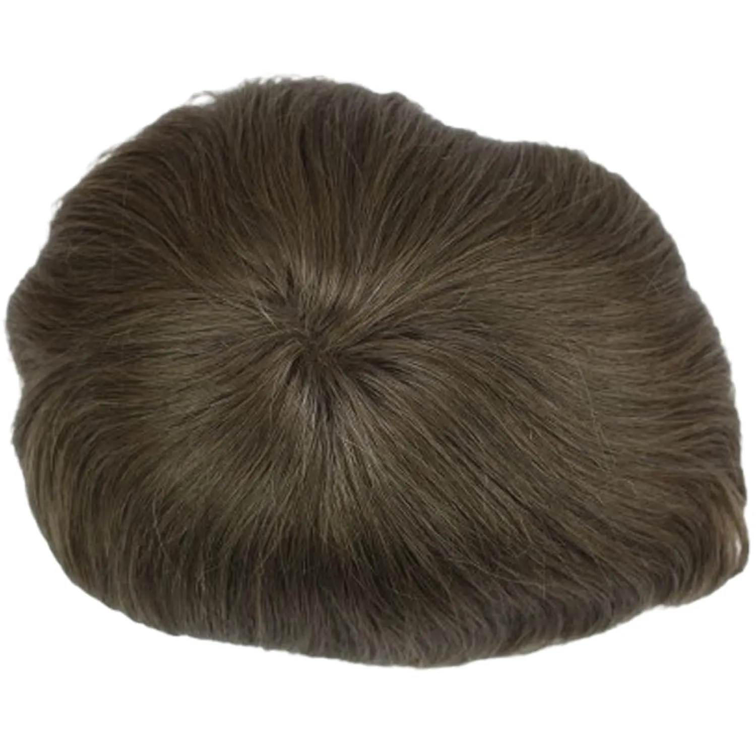 Real Human Hair Mono Lace with PU Thin Skin Men's Toupee Hair Pieces #7 Light Brown Color