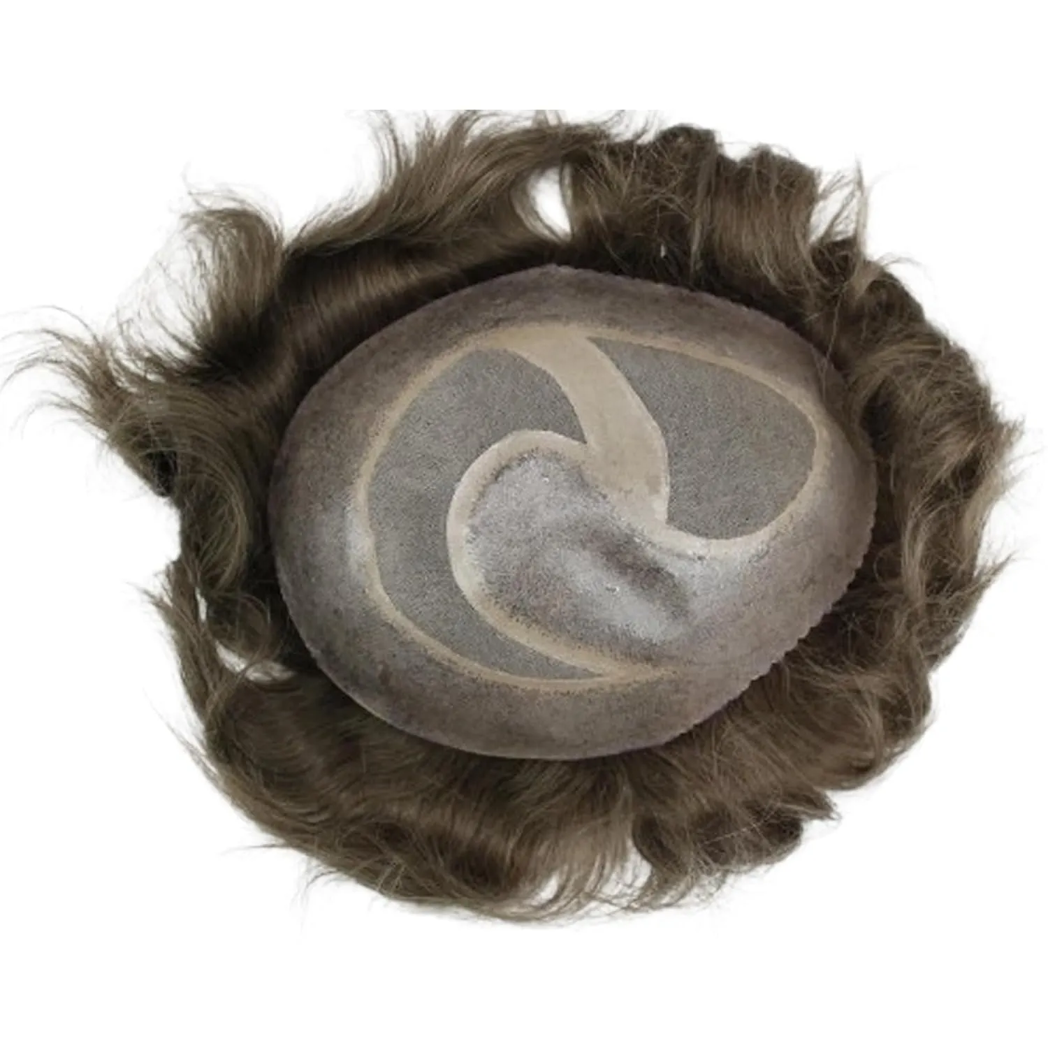 Real Human Hair Mono Lace with PU Thin Skin Men's Toupee Hair Pieces #7 Light Brown Color