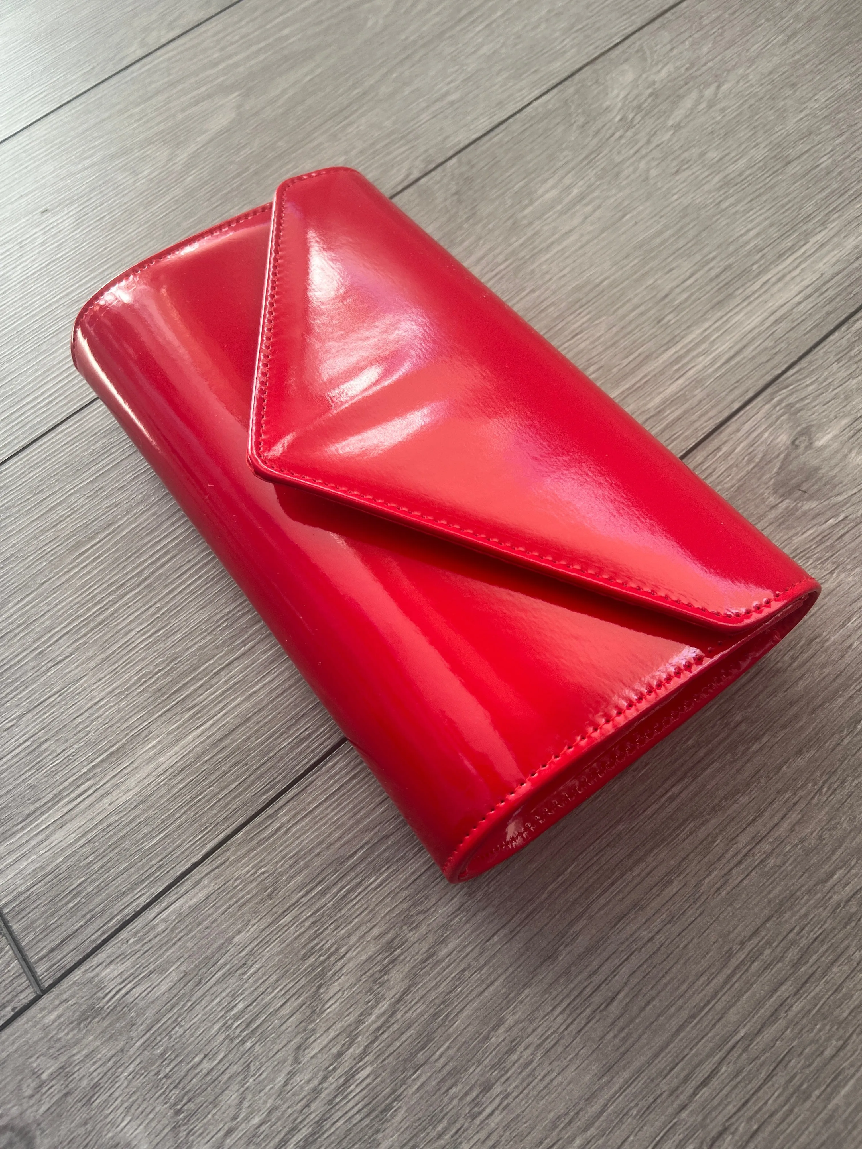 Red Patent Envelope Clutch Bag
