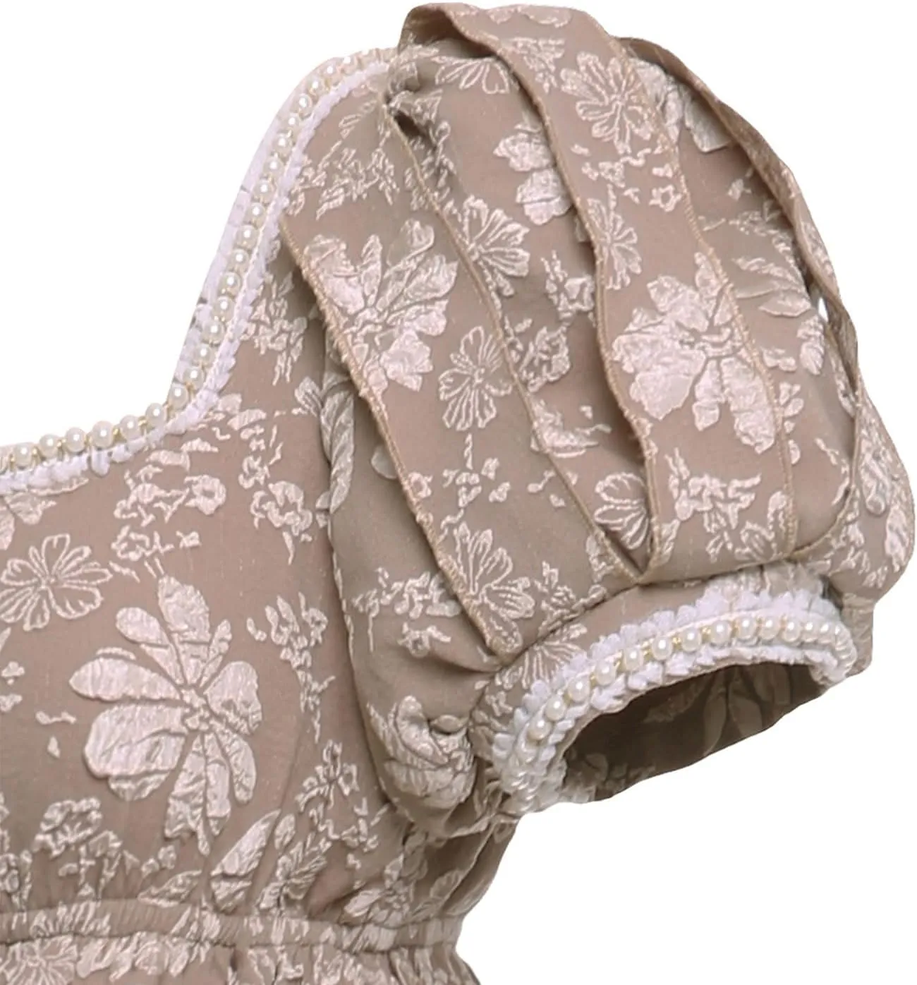 Regency Dresses for Women Luxurious Pearl Puff Victorian Dress
