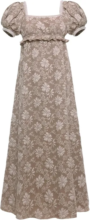 Regency Dresses for Women Luxurious Pearl Puff Victorian Dress