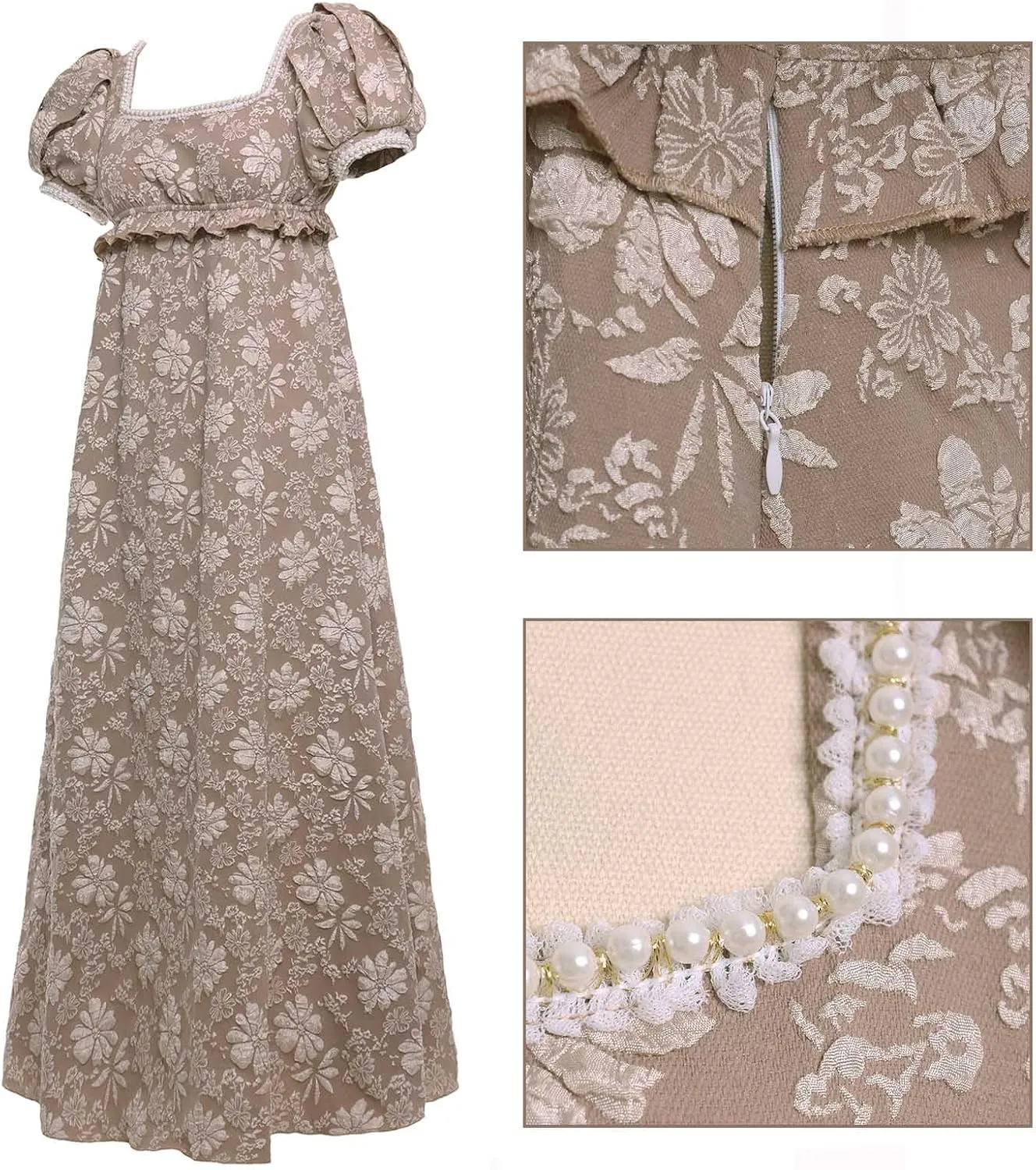 Regency Dresses for Women Luxurious Pearl Puff Victorian Dress