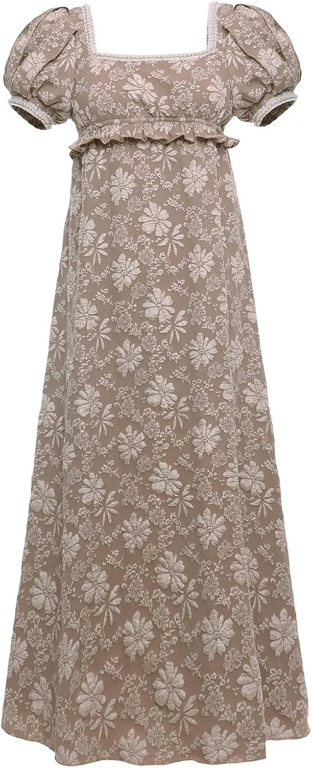 Regency Dresses for Women Luxurious Pearl Puff Victorian Dress