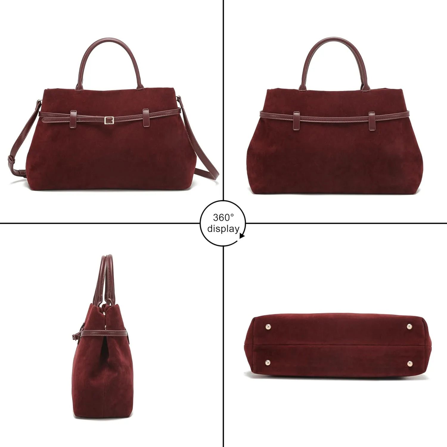 Rejolly Tote Bag for Women Buckle Belt Leather Handbag Top Handle Trendy Shoulder Purse