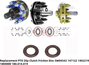 Replacement PTO Slip Clutch Friction Disc SW04542 147122 1402219 1804000 180.014.019 Fits J-OHN D-eere Eurocardan Comer King Kutter Bush Hog Edcor Clutches(2 pcs)