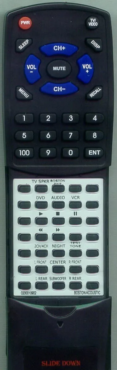 Replacement Remote Control for Boston Acoustic 6000R, DT7000, 0200010902