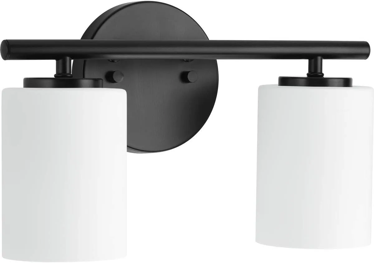 Replay Collection 2-Light Etched Glass Modern Bath Vanity Light Textured Black