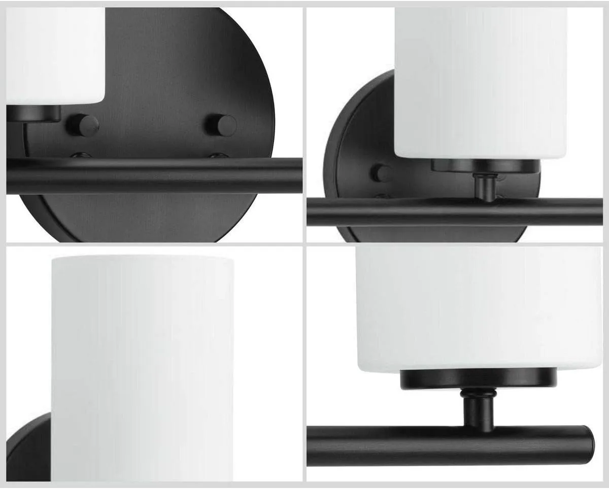Replay Collection 2-Light Etched Glass Modern Bath Vanity Light Textured Black