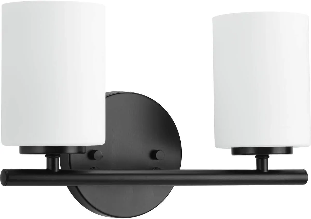 Replay Collection 2-Light Etched Glass Modern Bath Vanity Light Textured Black