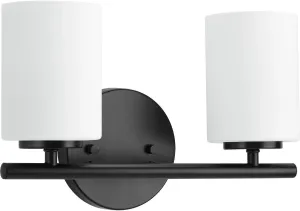 Replay Collection 2-Light Etched Glass Modern Bath Vanity Light Textured Black