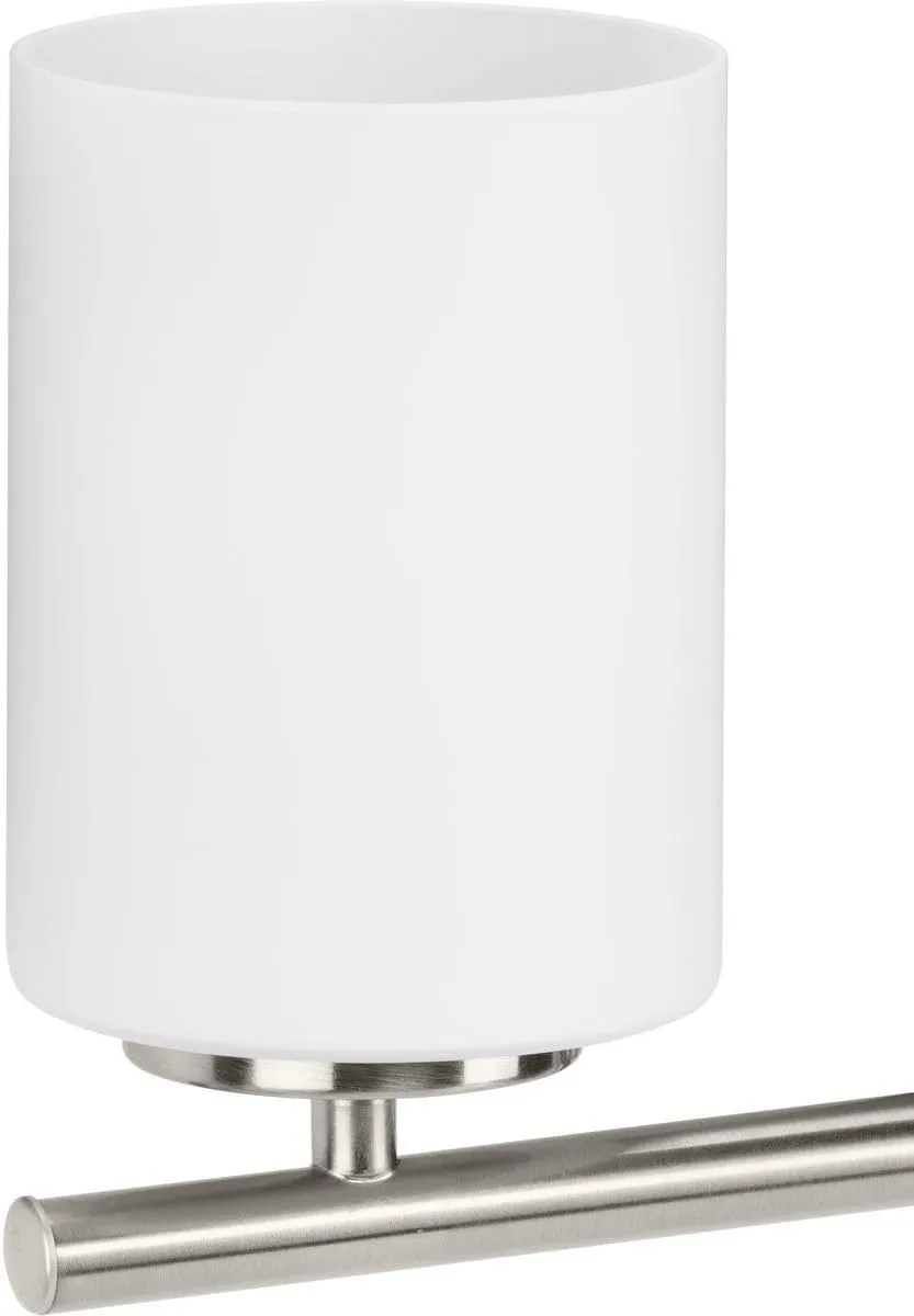 Replay Collection 3-Light Etched White Glass Modern Bath Vanity Light Brushed Nickel