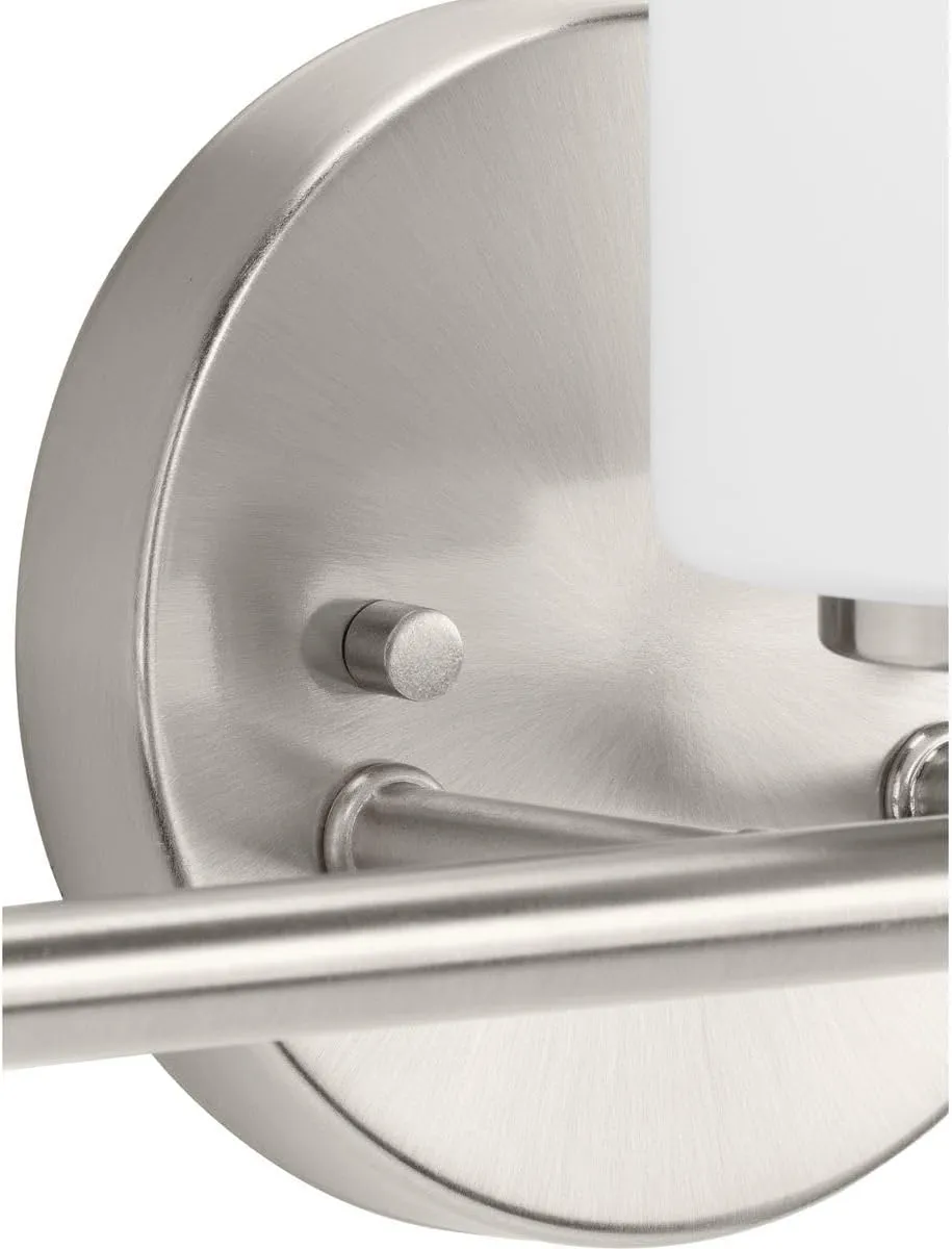 Replay Collection 3-Light Etched White Glass Modern Bath Vanity Light Brushed Nickel