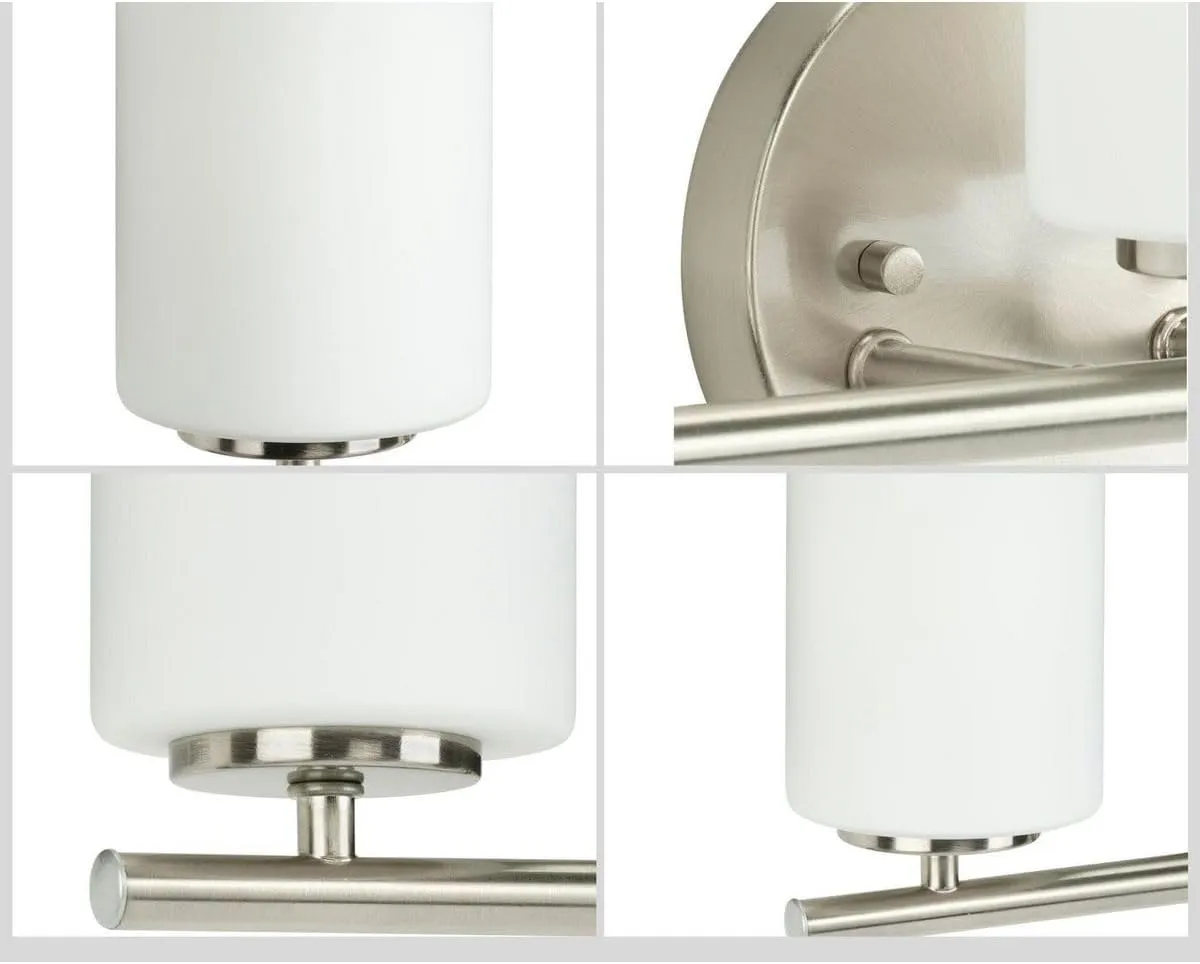 Replay Collection 3-Light Etched White Glass Modern Bath Vanity Light Brushed Nickel