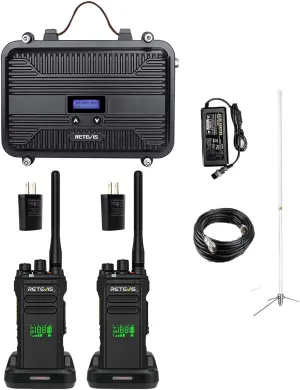 Retevis RT97P Digital Radio Base Station, Full Duplex Radio Repeater(1 Pack) and NR30D DMR Radio(2 Pack), Rugged Designed for Emergency Rescue