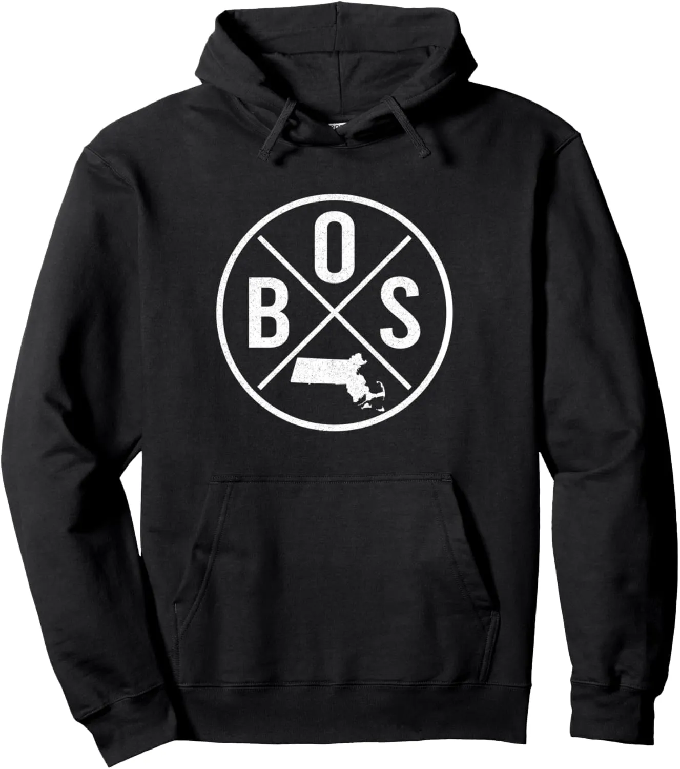 Retro Boston Massachusetts American State Pride - Distressed Pullover Hoodie
