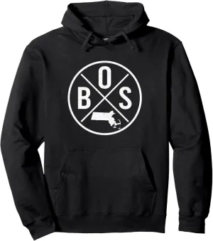 Retro Boston Massachusetts American State Pride - Distressed Pullover Hoodie