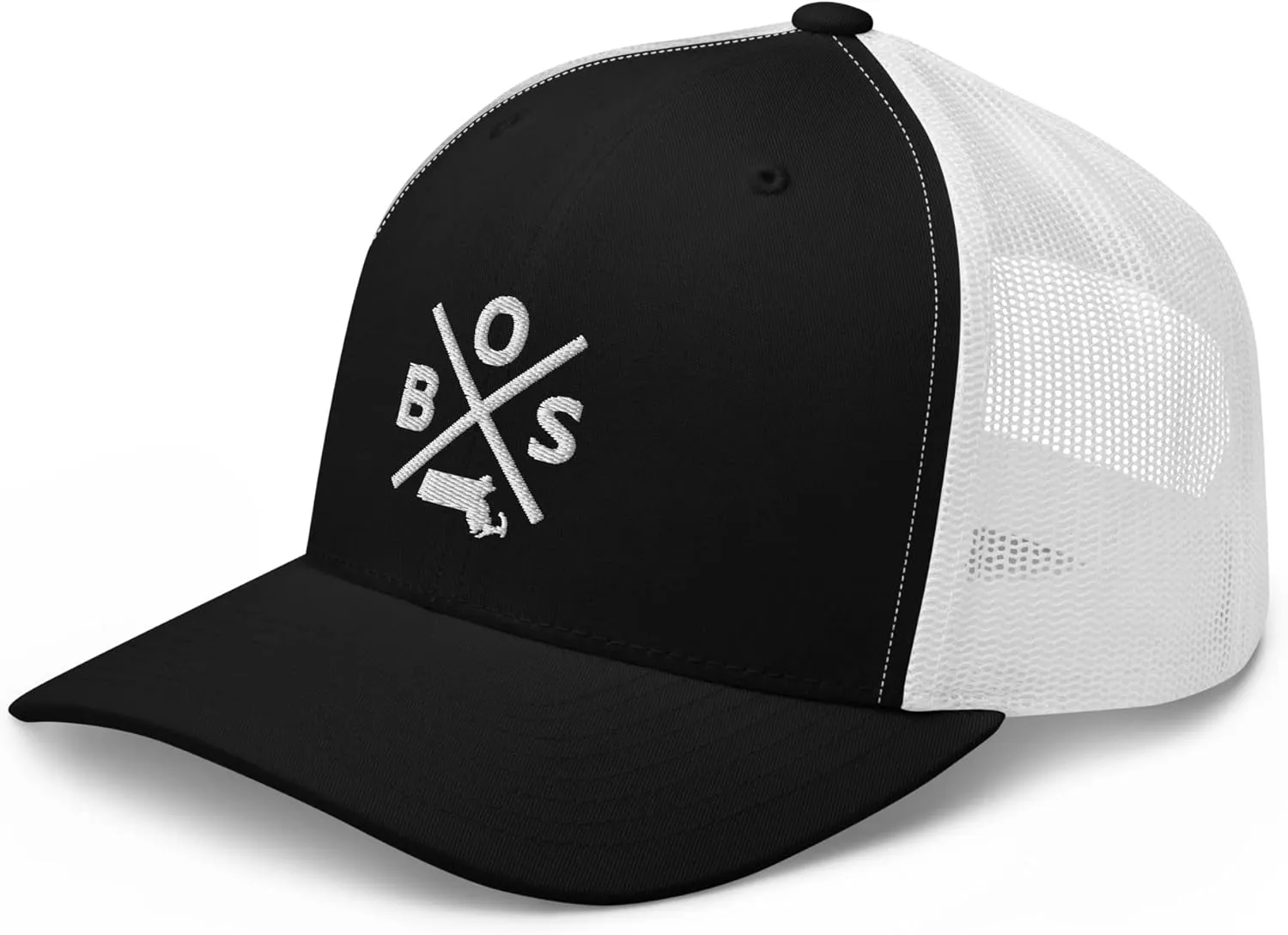 Retro Boston Trucker Hat Mesh BOS Cross Trucker Cap
