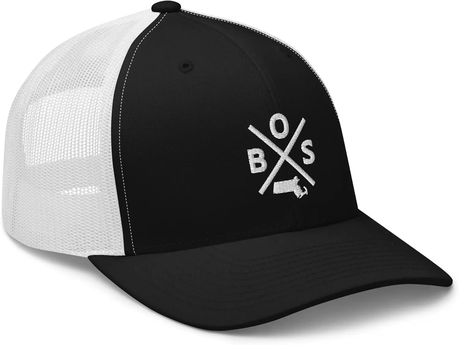 Retro Boston Trucker Hat Mesh BOS Cross Trucker Cap