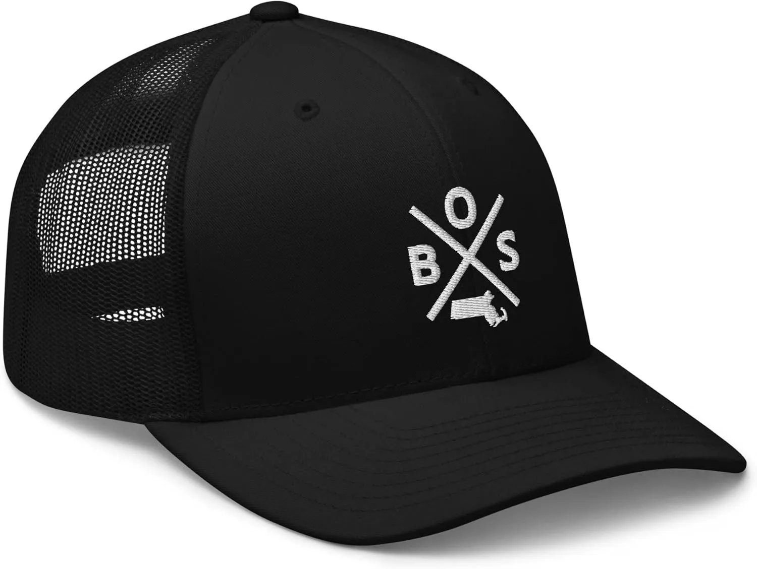 Retro Boston Trucker Hat Mesh BOS Cross Trucker Cap